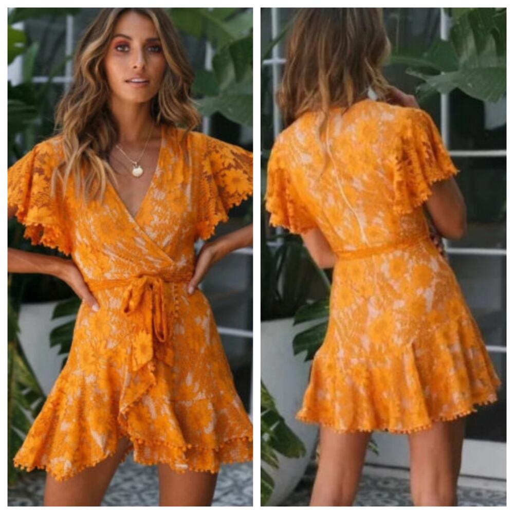 Selfie Leslie Lace Faux Wrap Dress